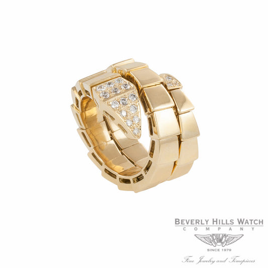 Ring 18k Yellow Gold Double Wrap Snake Diamond Head 5NZEPY - Beverly Hills Watch Company Watch Store