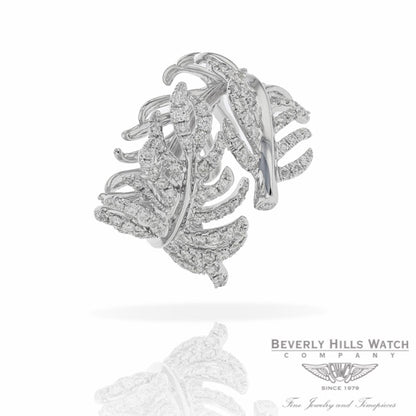 Designs by Naira 18k White Gold Feather Diamond Ring D158R55 D4HHPR - Beverly Hills Jewelry Company