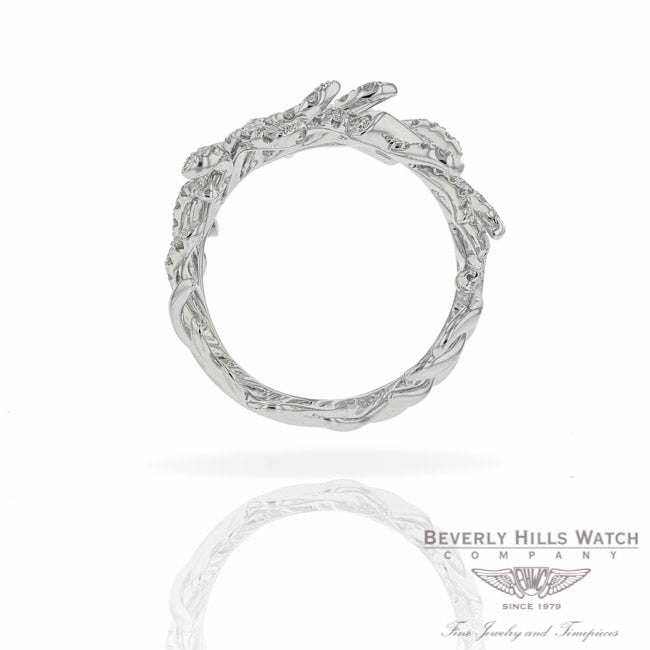 Designs by Naira 18k White Gold Feather Diamond Ring D158R55 D4HHPR - Beverly Hills Jewelry Company