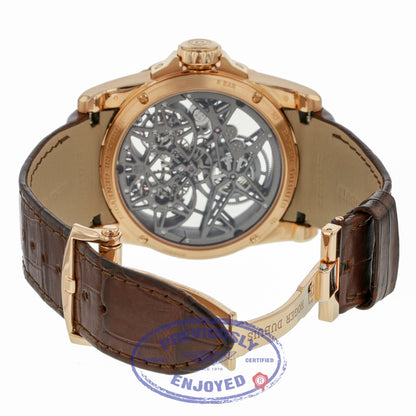 Roger Dubuis Double Tourbillon Rose Gold Skeleton Hand Wound Mechanical DBEX0395 P0VCY6 - Beverly Hills Watch