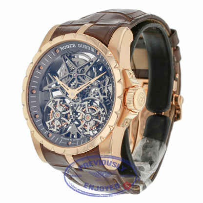 Roger Dubuis Double Tourbillon Rose Gold Skeleton Hand Wound Mechanical DBEX0395 P0VCY6 - Beverly Hills Watch