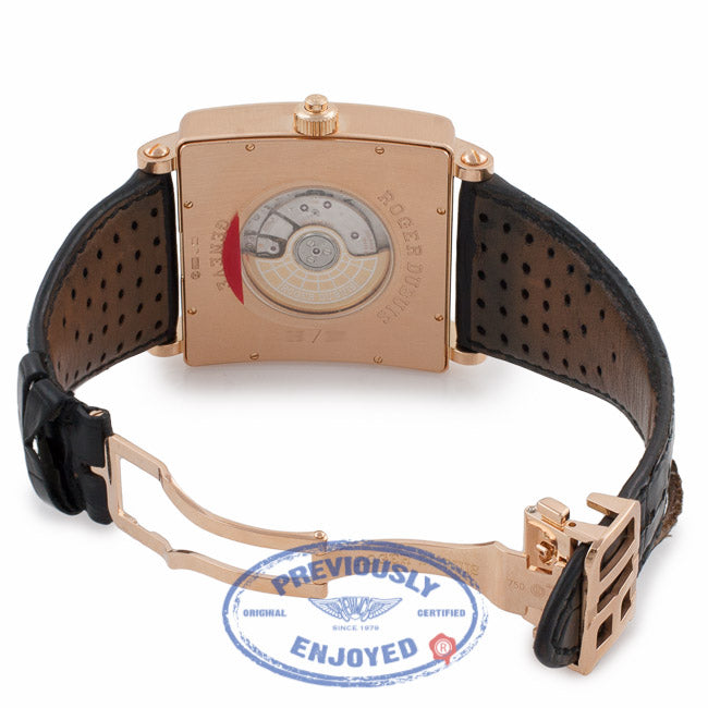 Roger Dubuis Gents Golden Square Dual Time Zone 18k Rose Gold Silver Dial G431447537.56DB HMCJNT - Beverly Hills Watch Company Watch Store