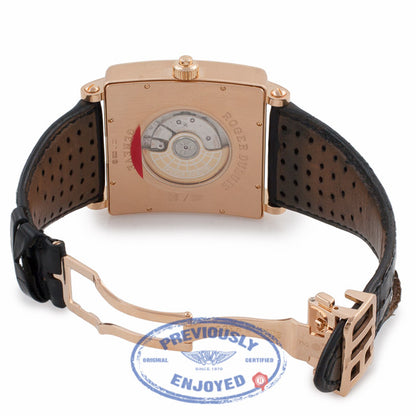 Roger Dubuis Gents Golden Square Dual Time Zone 18k Rose Gold Silver Dial G431447537.56DB HMCJNT - Beverly Hills Watch Company Watch Store