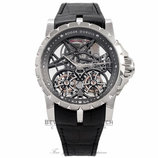 Roger Dubuis Excalibur Double Tourbillon Millesime 45MM Platinum EX45-01SQ-80-00/SE000/B DUZYYP - Beverly Hills Watch Company Watch Store