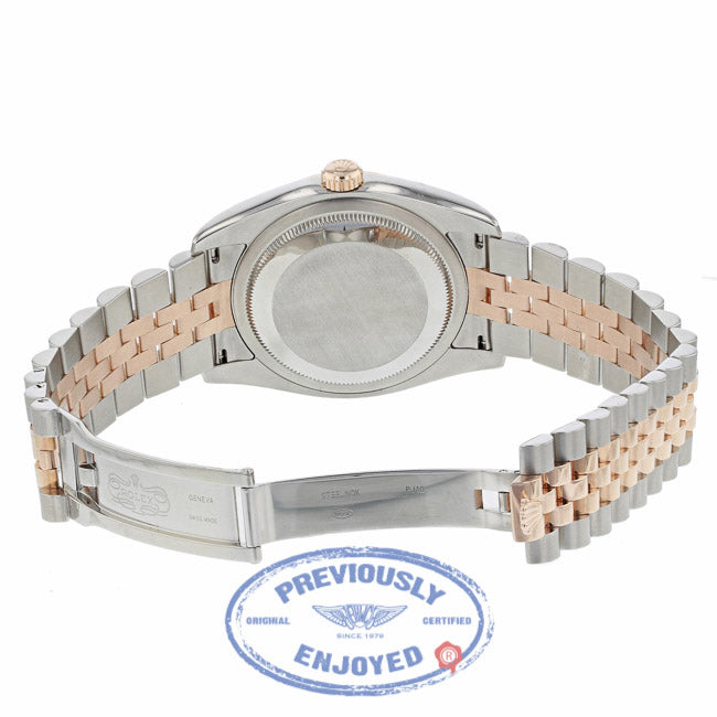 Rolex Datejust 36mm 18k Rose Gold and Stainless Black Mother of Peal Diamond Dial 116231  - Beverly Hills Watch