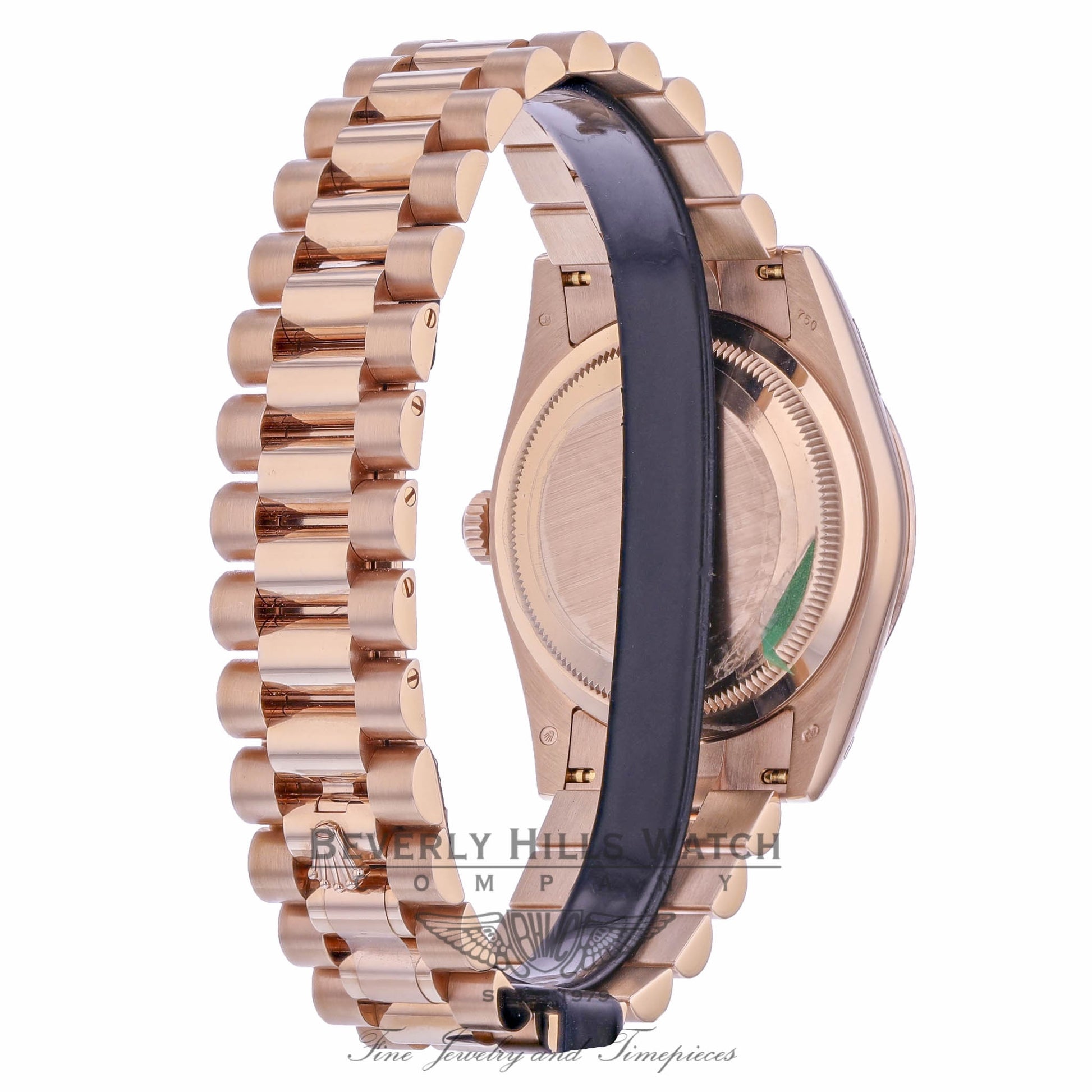 Rolex Day-Date Sertie 36mm Carousel Mother of Pearl Everose Gold Fluted Bezel 118395 C8E58V - Beverly Hill Watch Company