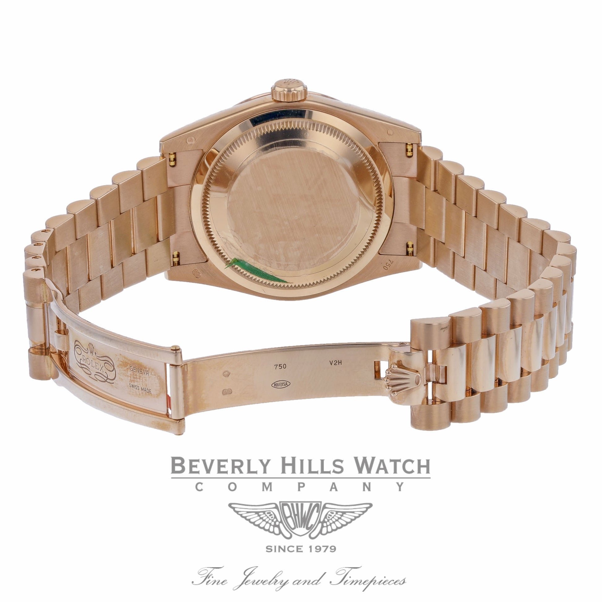 Rolex Day-Date Sertie 36mm Carousel Mother of Pearl Everose Gold Fluted Bezel 118395 C8E58V - Beverly Hill Watch Company