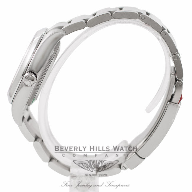 Rolex Air King Stainless Steel Domed Bezel Pink Dial 114200 MKL6W2 - Beverly Hills Watch Company Watch Store