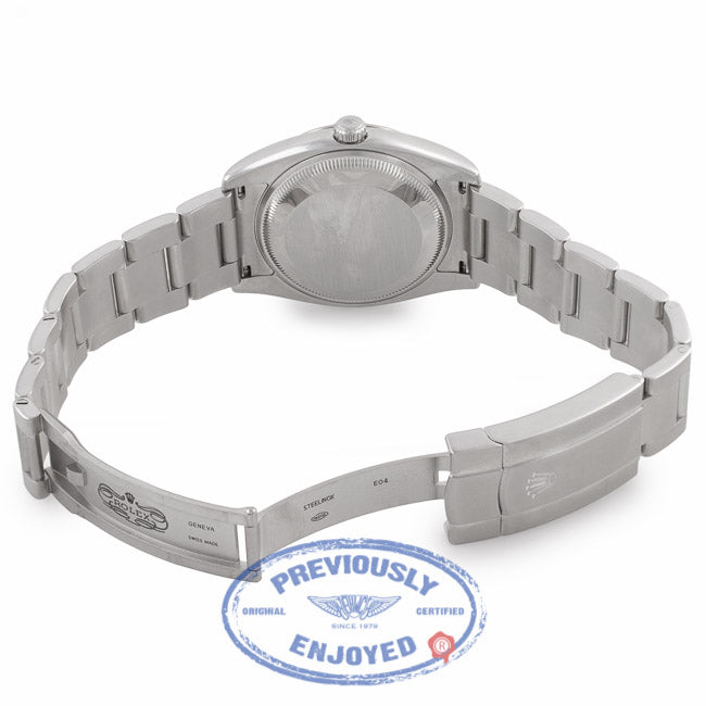 Rolex Air-King 34MM Stainless Steel White Gold Fluted Bezel White Diamond Dial 114234 LVY17M - Beverly Hills Watch Company Watch Store