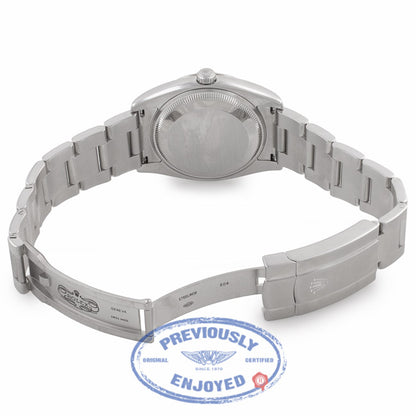 Rolex Air-King 34MM Stainless Steel White Gold Fluted Bezel White Diamond Dial 114234 LVY17M - Beverly Hills Watch Company Watch Store