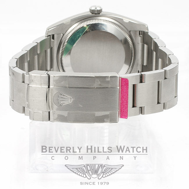 Rolex Air King 34mm Stainless Steel Oyster Bracelet Engine Turn Bezel Silver Orange Arabic Numeral Dial Watch 114200 Beverly Hills Watch Company Watches