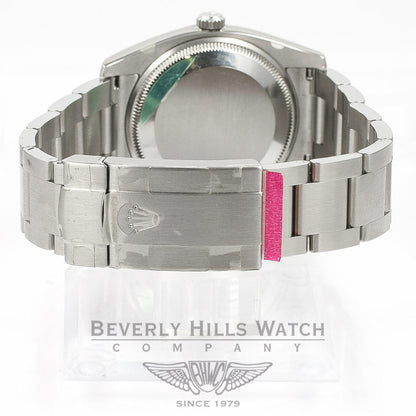 Rolex Air King 34mm Stainless Steel Oyster Bracelet Engine Turn Bezel Silver Orange Arabic Numeral Dial Watch 114200 Beverly Hills Watch Company Watches