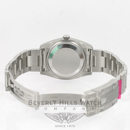 Rolex Air King 34mm Stainless Steel Oyster Bracelet Engine Turn Bezel Silver Orange Arabic Numeral Dial Watch 114200 Beverly Hills Watch Company Watches