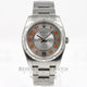 Rolex Air King 34mm Stainless Steel Oyster Bracelet Engine Turn Bezel Silver Orange Arabic Numeral Dial Watch 114200 Beverly Hills Watch Company Watches