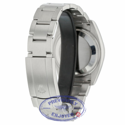 Rolex Air 34mm King Stainless Steel Roman numerals Oyster Bracelet Smooth Bezel Blue Dial 114200 49H84A - Beverly Hills Watch Company