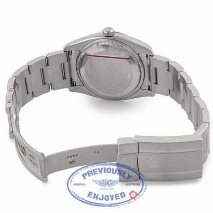 Rolex Air King Stainless Steel Oyster Bracelet Domed Bezel Blue Dial Watch 114200 5PNKPE - Beverly Hills Watch Company Watch Store