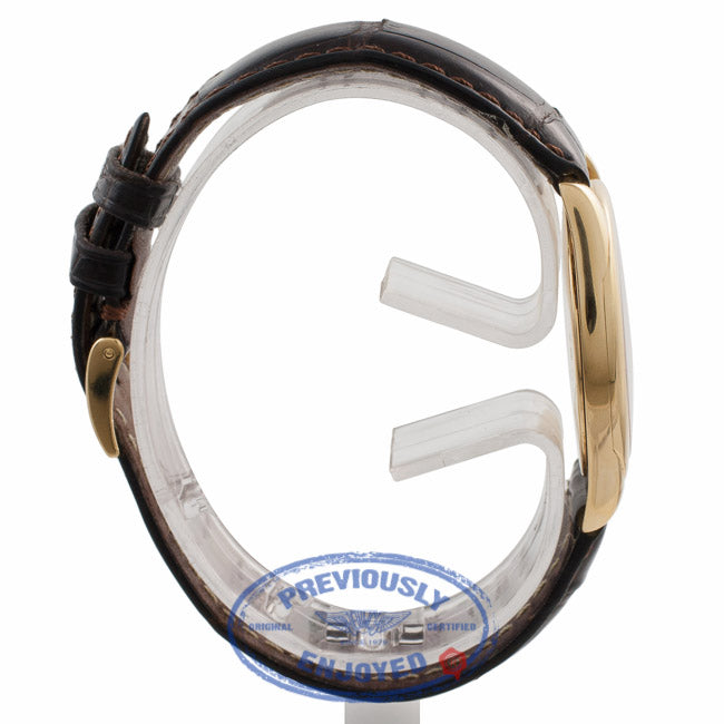 Rolex Cellini Danaos 18k Yellow Gold Gents Black Dial Arabic Numerals Black Leather Strap 4233/8 4K7ZU6 - Beverly Hills Watch Company Watch Store