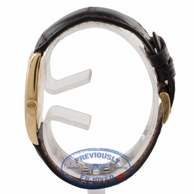 Rolex Cellini Danaos 18k Yellow Gold Gents Black Dial Arabic Numerals Black Leather Strap 4233/8 4K7ZU6 - Beverly Hills Watch Company Watch Store