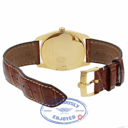 Rolex Cellini Danaos 18k Yellow Gold White Dial Arabic Numerals Brown Leather Strap 4233 8VEJC1 - Beverly Hills Watch Company