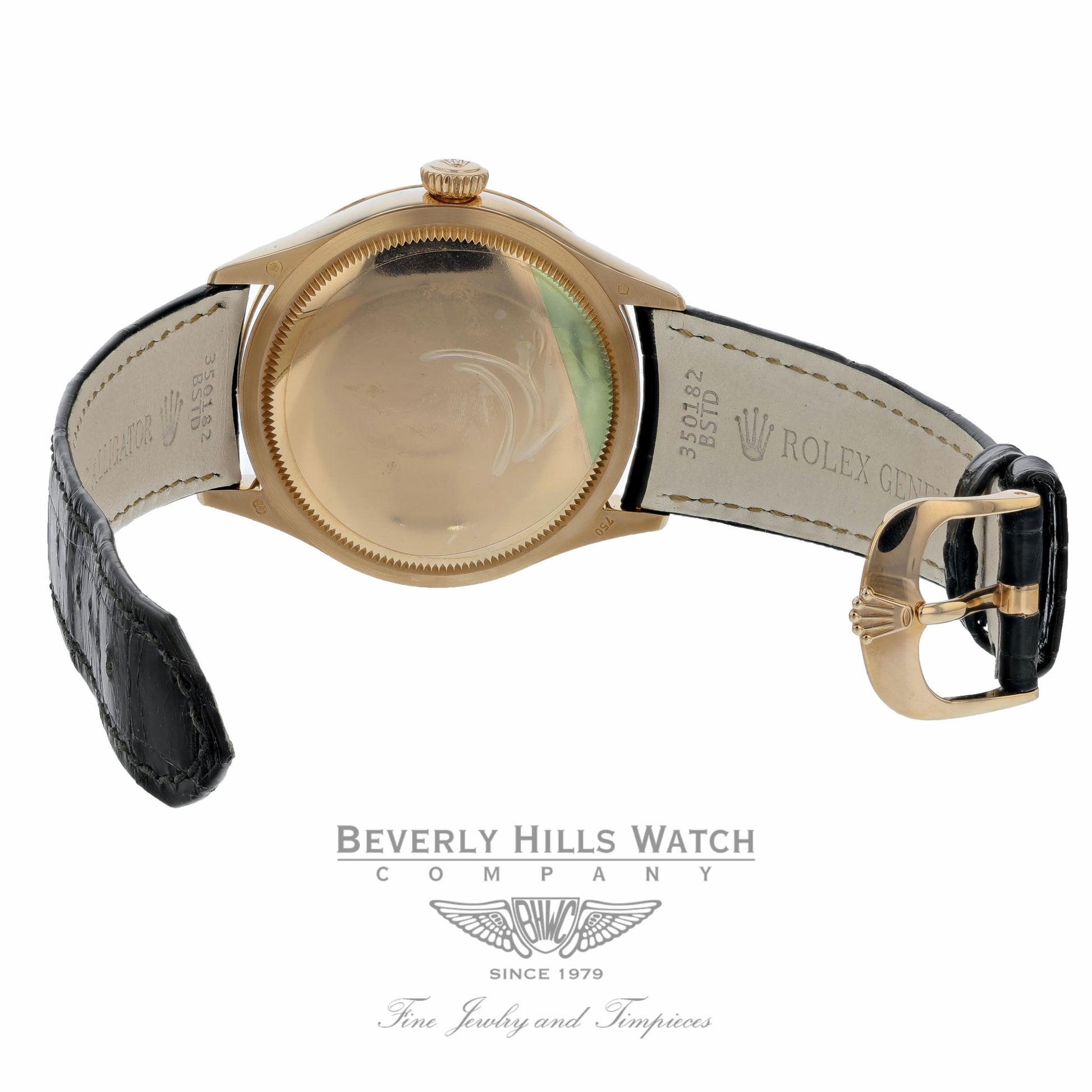 Rolex Cellini Date 39MM Everrose Domed Fluted Double Bezel Silver Guilloche Dial Black Strap 50515 CZ83Q9 - Beverly Hills Watch Company
