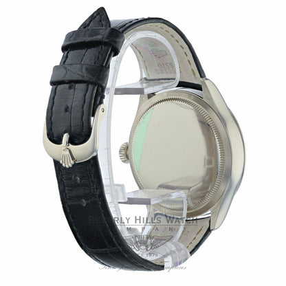 Rolex Cellini Dual Time 39MM 18k White Gold Silver Dial 50529 LUEKEM - Beverly Hills Watch Company Watch Store