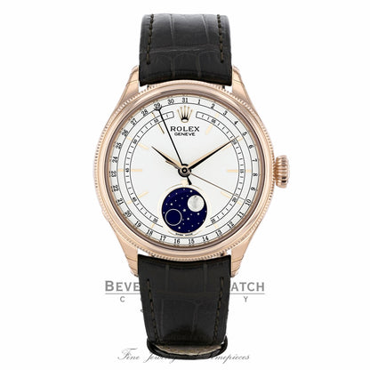 Rolex Cellini Moonphase Automatic 39mm 18k Rose Gold White Dial 50535 PA4VLT - Beverly Hills Watch