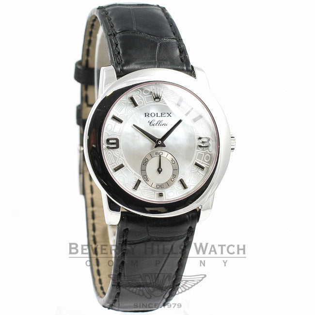 Rolex Cellini Platinum Case Mother of Pearl Dial Watch 5240/6 Beverly Hills Watch Company