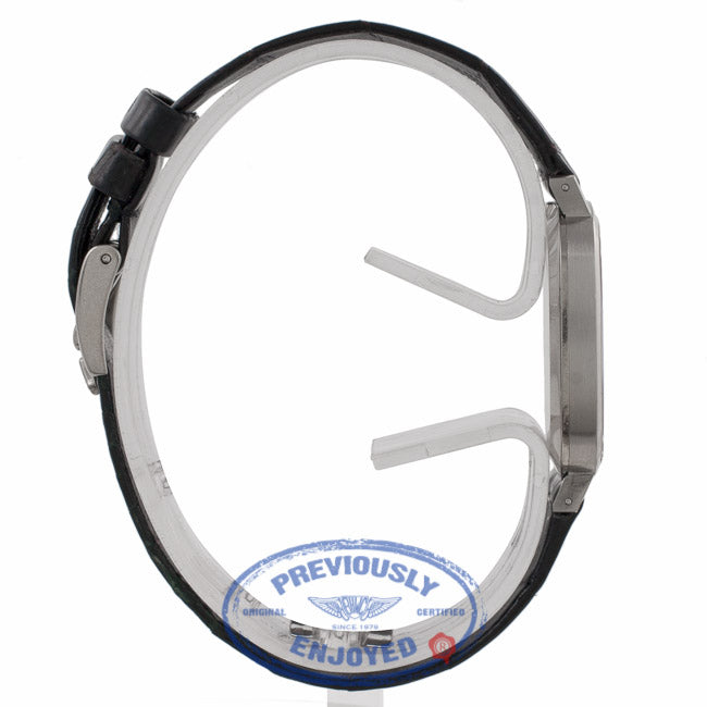 Rolex Cellini 18kt White Gold Silver Dial Black Shiny Alligator Strap 4114 ZRFKJA - Beverly Hills Watch Store