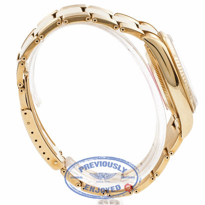 Rolex Date 18k Yellow Gold Fluted Bezel Champagne Stick Dial 15238 FTQ3BM - Beverly Hills Watch Company Watch Store