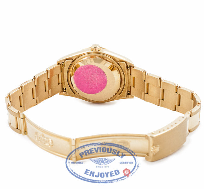 Rolex Date 18k Yellow Gold Fluted Bezel Champagne Stick Dial 15238 FTQ3BM - Beverly Hills Watch Company Watch Store