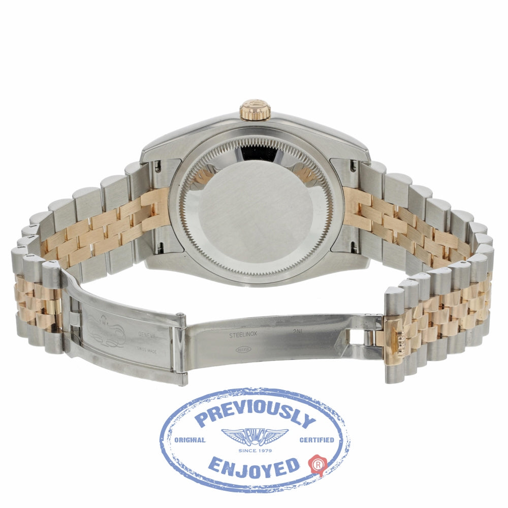 Rolex Datejust 36mm Stainless Steel and Rose Gold Mother of Pearl Diamond Dial 116231 DZH0JT - Beverly Hills Watch Company