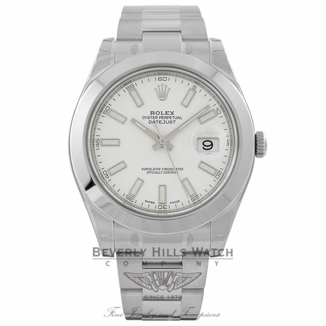 Rolex DateJust II Stainless Steel 41MM White Stick 116300 MLAPVC - Beverly Hills Wath Company