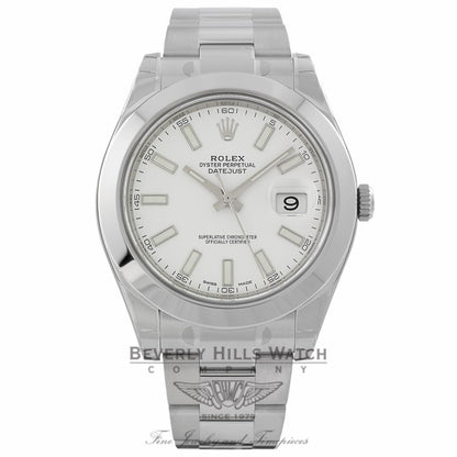 Rolex DateJust II Stainless Steel 41MM White Stick 116300 MLAPVC - Beverly Hills Wath Company