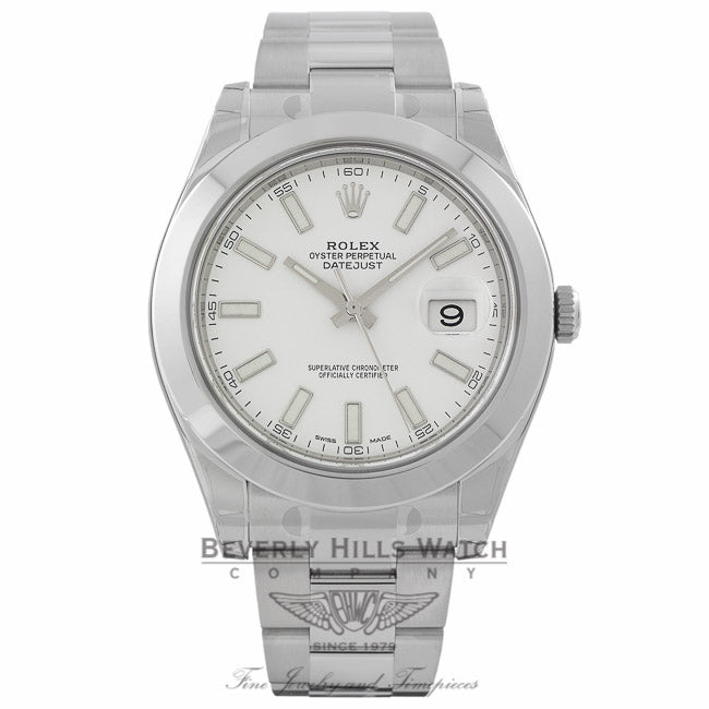 Rolex DateJust II Stainless Steel 41MM White Stick 116300 MLAPVC - Beverly Hills Wath Company