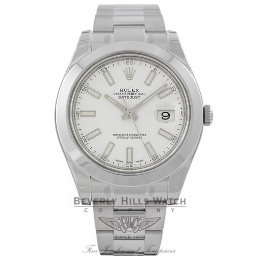 Rolex DateJust II Stainless Steel 41MM White Stick 116300 MLAPVC - Beverly Hills Wath Company