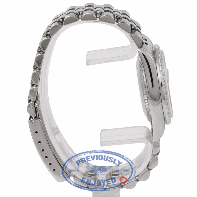 Rolex Date Just Stainless Steel 18K White Gold Diamond Bezel Meteorite Diamond Dial 78274 1YYK76 - Beverly Hills Watch Store