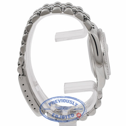 Rolex Date Just Stainless Steel 18K White Gold Diamond Bezel Meteorite Diamond Dial 78274 1YYK76 - Beverly Hills Watch Store