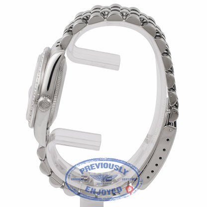 Rolex Date Just Stainless Steel 18K White Gold Diamond Bezel Meteorite Diamond Dial 78274 1YYK76 - Beverly Hills Watch Store