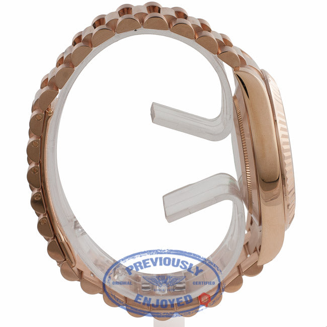 Rolex Day-Date II President 41mm Rose Gold Fluted Bezel Ivory Dial 218235 8QRVNN - Beverly Hills Watch Company Watch Store