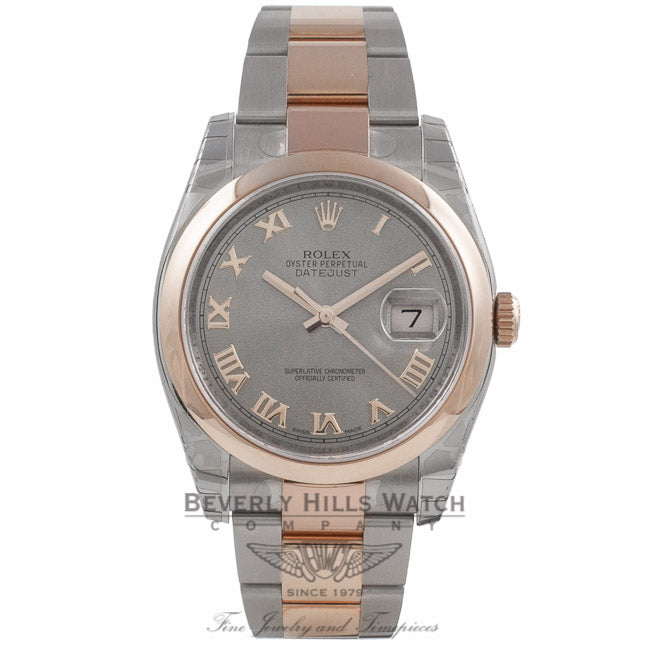 Rolex DateJust 36mm Stainless Steel and Rose Gold Silver Dial 116201 TCC8C8