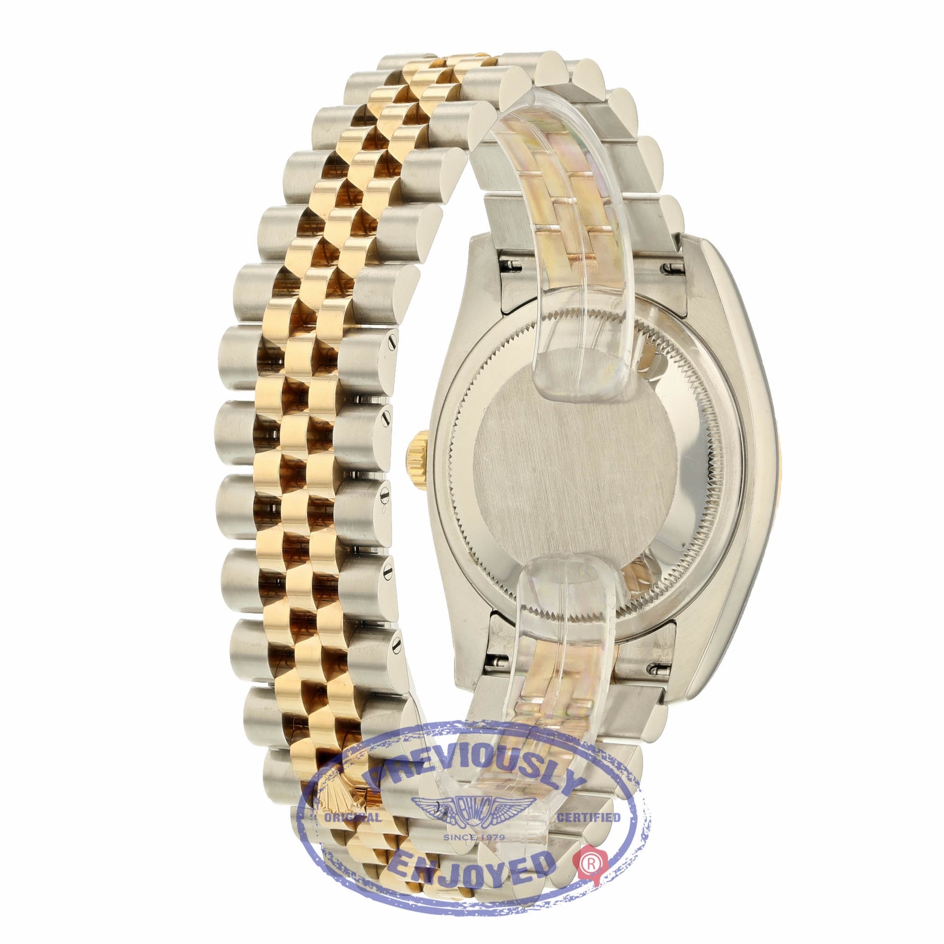 Rolex Datejust 36mm Domed Bezel Stainless Steel and Rose Gold Black Dial 116201 0VYUTU