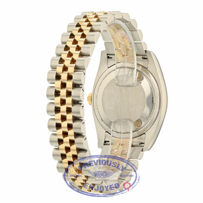 Rolex Datejust 36mm Domed Bezel Stainless Steel and Rose Gold Black Dial 116201 0VYUTU