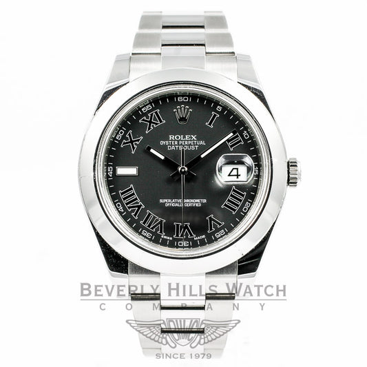 Rolex Datejust 2 41MM Stainless Steel Watch with a White Gold Fluted Bezel 116300 Beverly Hills Watch Store