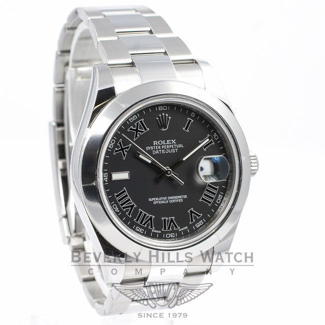 Rolex Datejust 2 41MM Stainless Steel Watch with a White Gold Fluted Bezel 116300 Beverly Hills Watch Store
