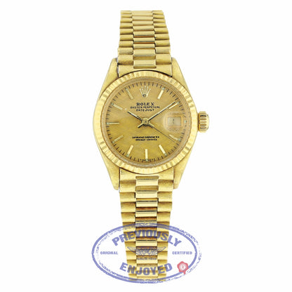 Rolex Datejust 26mm 18k Yellow Gold "Bark" Case Textured Dial Index Hour Markers 6917 FLC906 - Beverly Hills Watch