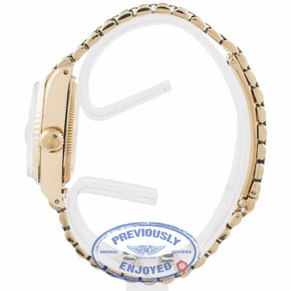 Rolex Datejust 26MM 18k Yellow Gold Fluted Bezel Champagne Diamond Dial President 6916 MPFYWN - Beverly Hills Watch Company Watch Store