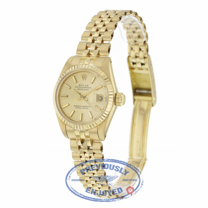 Rolex Datejust 26mm 18k Yellow Gold Champagne Dial Index Hour Markers 6917 5KDCFW - Beverly Hills Watch
