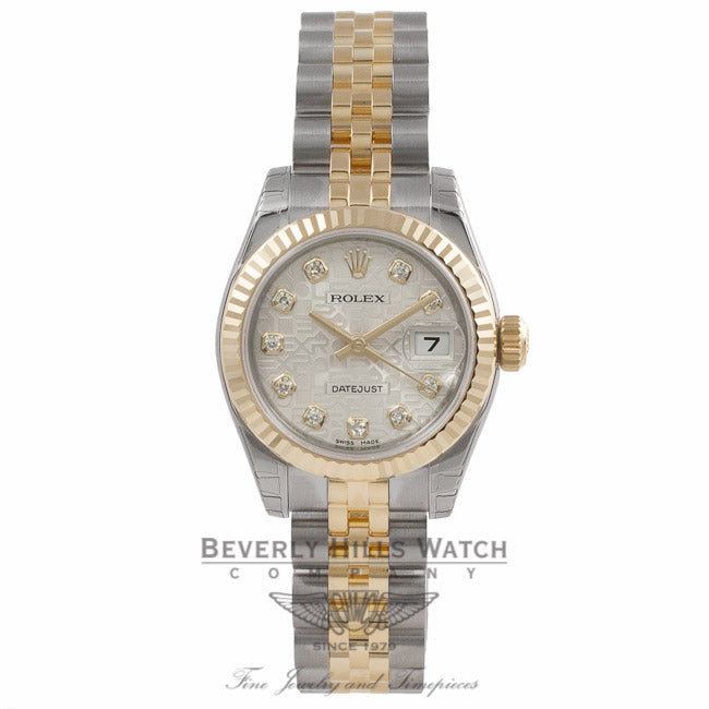 Rolex Datejust 26mm Stainless Steel Yellow Gold Silver Jubilee Diamond Dial 179173 K88064 - Beverly Hills Watch Company Watch Store