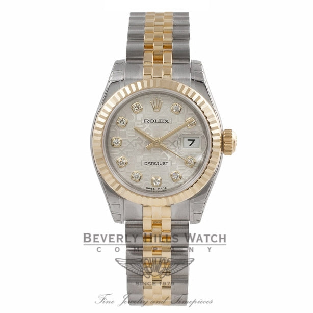 Rolex Datejust 26mm Stainless Steel Yellow Gold Silver Jubilee Diamond Dial 179173 K88064 - Beverly Hills Watch Company Watch Store