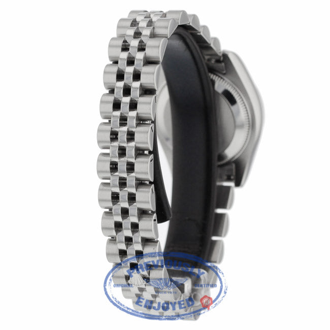 Rolex Lady Datejust 26mm Stainless Steel Jubilee Black Diamond Dial White Gold Fluted Bezel 179174 6W9MRK - Beverly Hills Watch Company